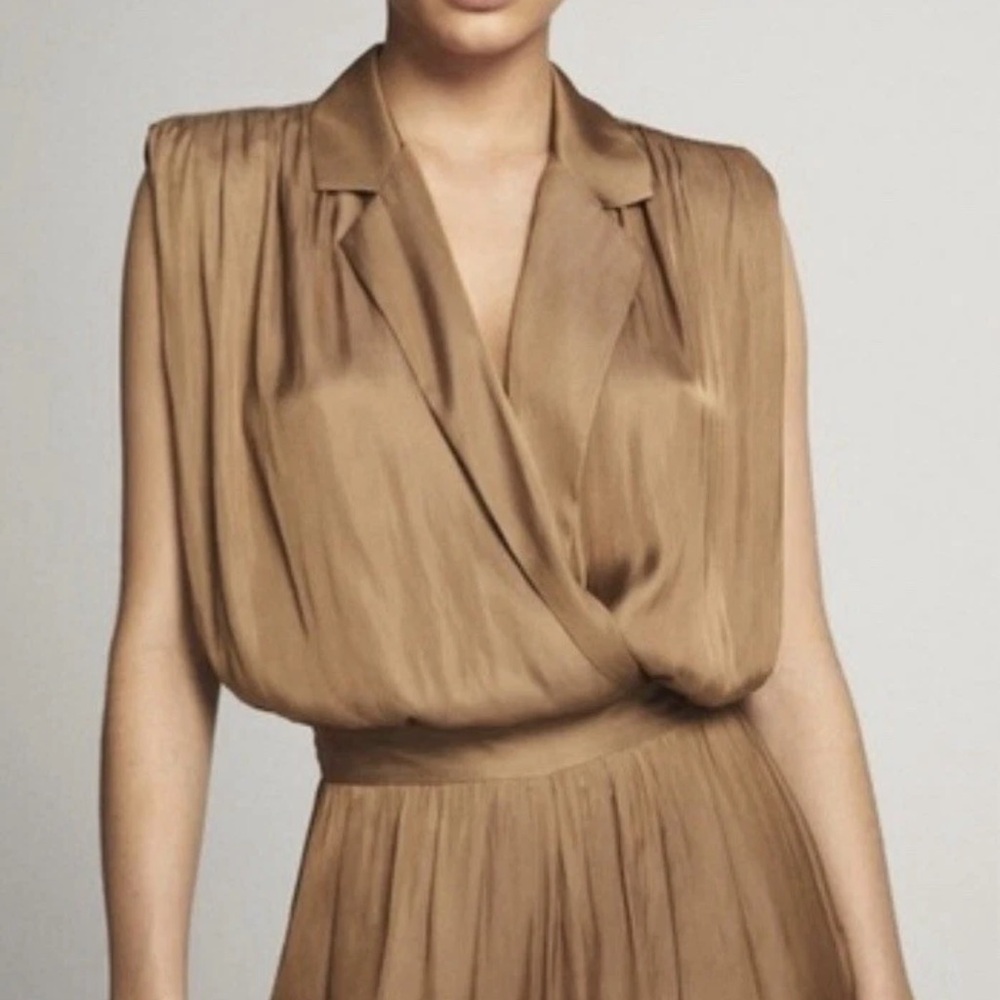 Massimo Dutti Pleated Jumpsuit in Grey/Olive Measurements in photos